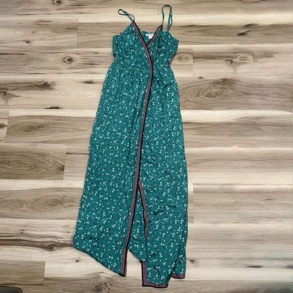 Billabong Soft Seas Floral Green Maxi Dress Women's Medium Billabong Soft Seas Floral Green Maxi Dress Women's Medium